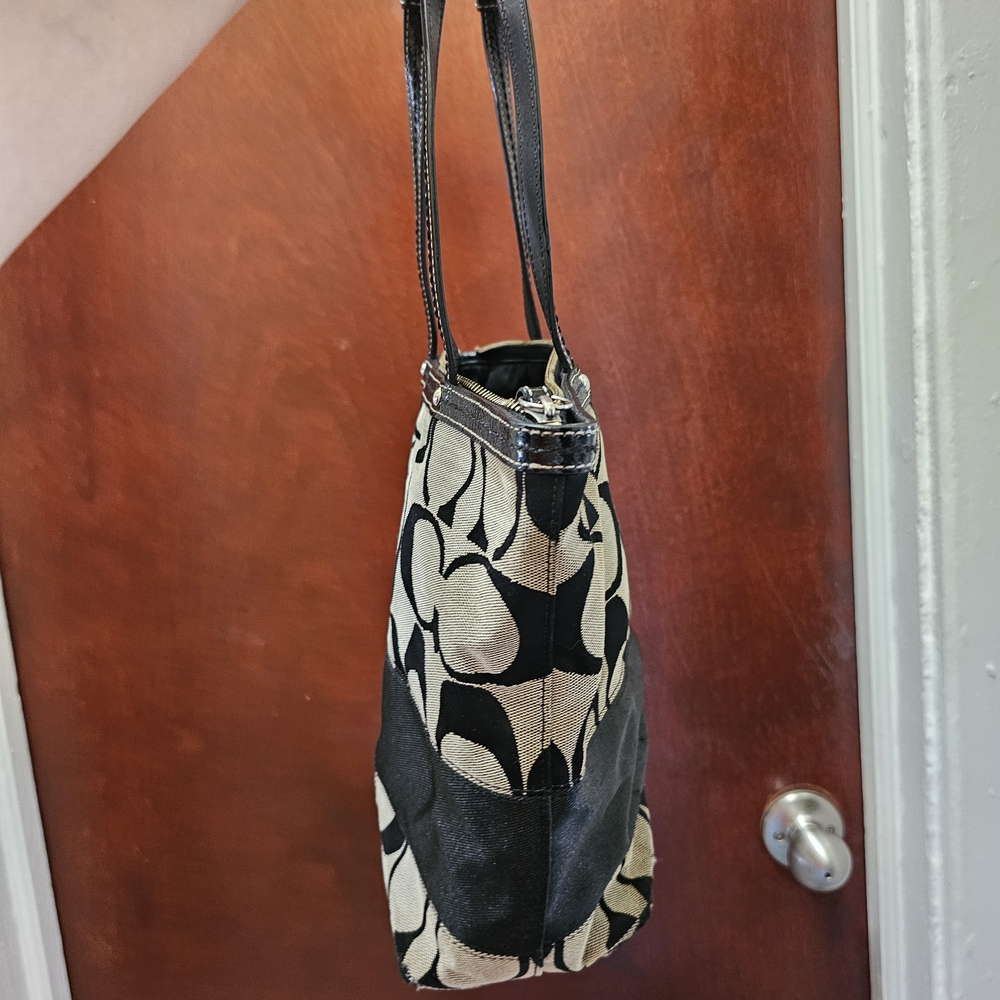Coach Black and Tan Signature Tote - Picture 5 of 7